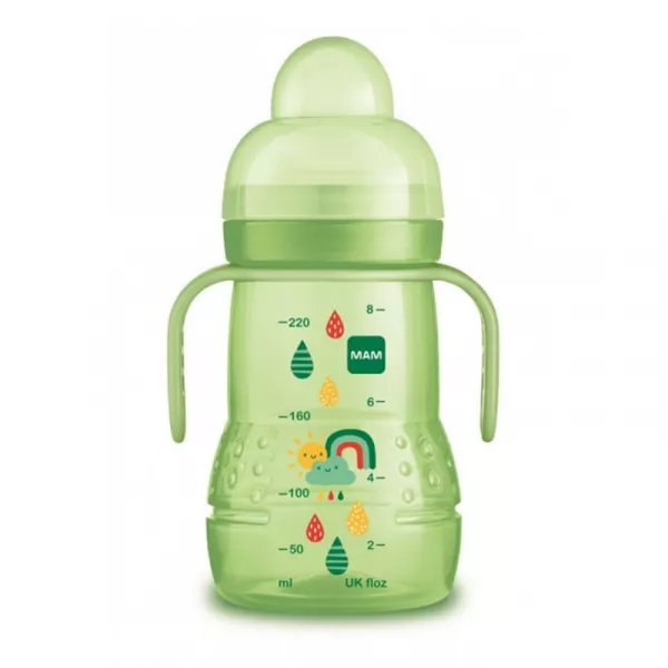Twistshake 2x Gobelet Pour Bébé Avec Bec Souple Et Mixeur De Fruits - 230ml  | Sans BPA | Gourde D'apprentissage Pour Enfants | Blanc Bleu